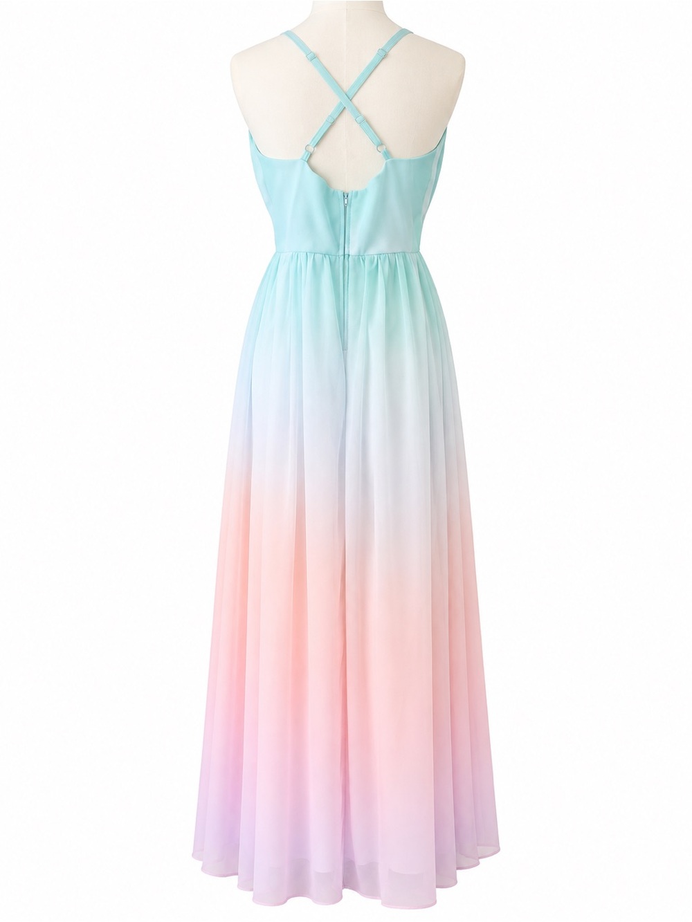 VENUS Women’s Size 10 Pastel Ombre Maxi Dress Mint Pink Strappy Formal - Picture 3 of 5